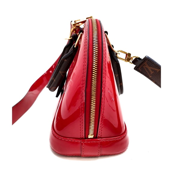 LOUIS VUITTON - Alma BB Red Vernis w/ Thick LV Strap R993 - Picture 3 of 9